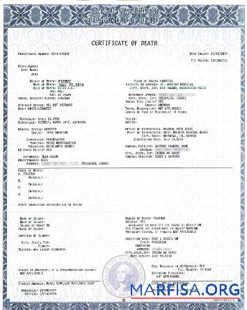 Realistic USA Department of health death certificate template